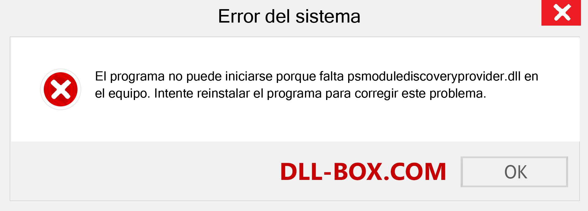 ¿Falta el archivo psmodulediscoveryprovider.dll ?. Descargar para Windows 7, 8, 10 - Corregir psmodulediscoveryprovider dll Missing Error en Windows, fotos, imágenes