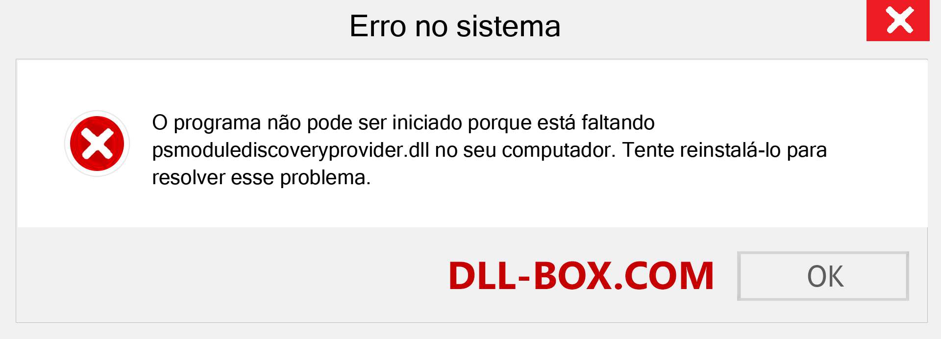 Arquivo psmodulediscoveryprovider.dll ausente ?. Download para Windows 7, 8, 10 - Correção de erro ausente psmodulediscoveryprovider dll no Windows, fotos, imagens